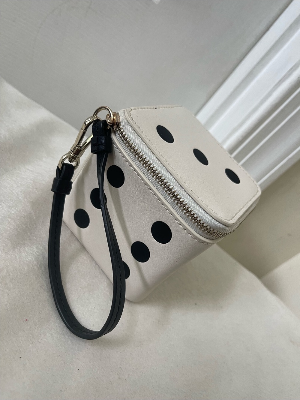 kate spade Taft Street Dice Cream Wristlet with Black Polka Dots